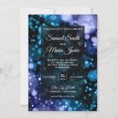 Invitation de mariage moderne à effet Bokeh bleu e (Devant)