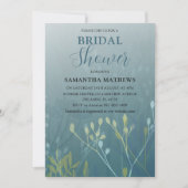 Invitation de mariage moderne à feuillage bleu-ver (Devant)