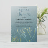 Invitation de mariage moderne à feuillage bleu-ver (Debout devant)