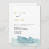 Invitation de mariage moderne à l'aquarelle de pla (Devant / Derrière)