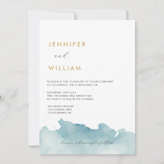 Invitation de mariage moderne à l'aquarelle sur la (Devant)