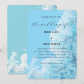 Invitation de mariage moderne aquarelle bleue (Devant / Derrière)