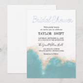 Invitation de mariage moderne aquarelle bleue (Devant / Derrière)