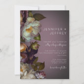 Invitation de mariage moderne avec fleurs mauves s (Devant)