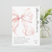 Invitation de mariage moderne avec nœud rose (Debout devant)