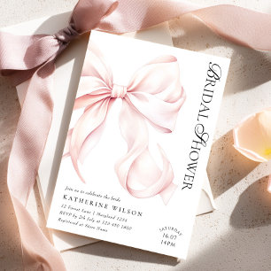 Invitation de mariage moderne avec nœud rose
