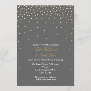 Invitation de mariage moderne avec points de feuil