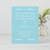 Invitation de mariage moderne bleu clair et blanc (Debout devant)