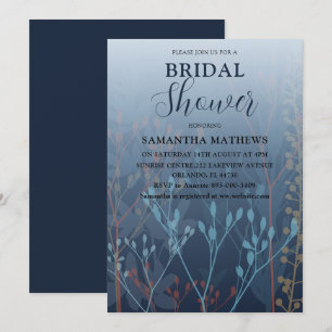Invitation de mariage moderne bleu herbe sauvage