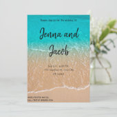 Invitation de mariage moderne Blue Water Beach (Debout devant)
