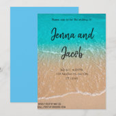 Invitation de mariage moderne Blue Water Beach (Devant / Derrière)