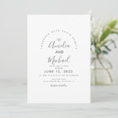 Invitation de mariage moderne cœur simple rose bla (Debout devant)