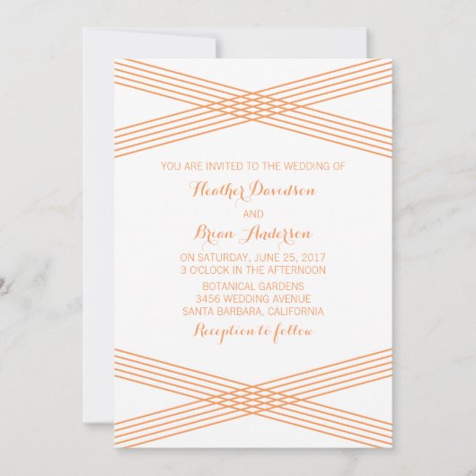 Invitation de mariage moderne déco orange (Devant)