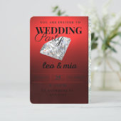 Invitation de mariage moderne diamant rouge (Debout devant)