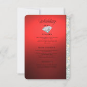 Invitation de mariage moderne diamant rouge (Dos)