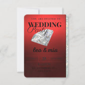 Invitation de mariage moderne diamant rouge (Devant)