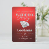 Invitation de mariage moderne diamant rouge (Debout devant)