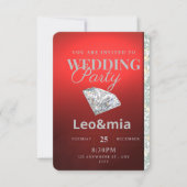 Invitation de mariage moderne diamant rouge (Devant)