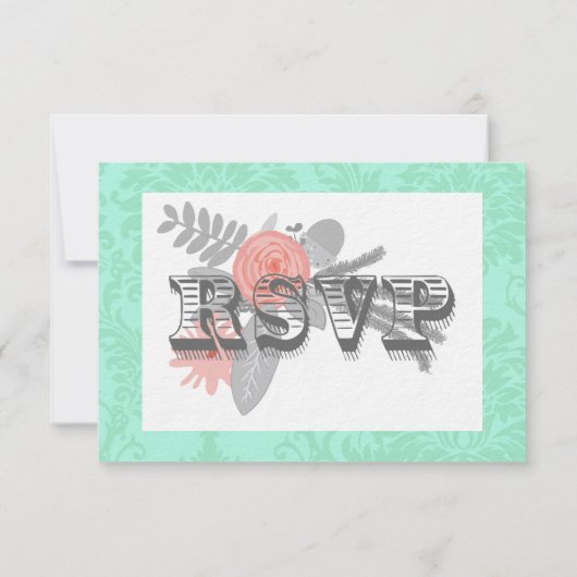 Invitation de mariage moderne en dentelle de Mint (Dos)