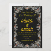 Invitation de mariage moderne en Rosemaling scandi (Devant)