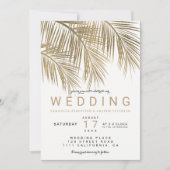 Invitation  de mariage moderne et élégant avec feuilles de pa (Devant)