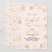 Invitation de mariage moderne et élégante en or et (Devant / Derrière)