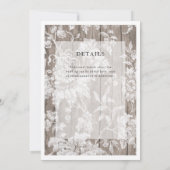 Invitation de mariage moderne florale en bois rust (Dos)