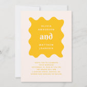 Invitation de mariage moderne jaune doré ondulé | (Devant)