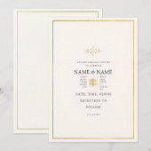 Invitation de mariage moderne luxe or et crème (Devant / Derrière)