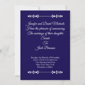 Invitation de mariage moderne Navy & Blanc (Devant)