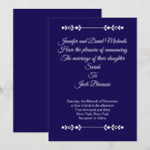Invitation de mariage moderne Navy & Blanc (Devant / Derrière)