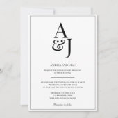 Invitation de mariage moderne Noir & Blanc Initial (Devant)