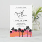 Invitation de mariage moderne Palm (rose) (Debout devant)