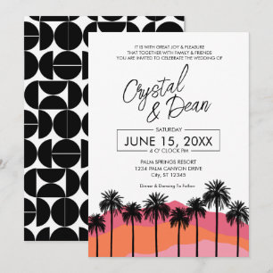 Invitation de mariage moderne Palm (rose)
