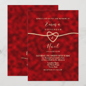 Invitation de mariage moderne rouge et or (Devant / Derrière)