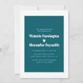 Invitation de mariage moderne sarcelle (Devant)