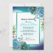 Invitation de mariage moderne sarcelle et bleu mar (Devant)