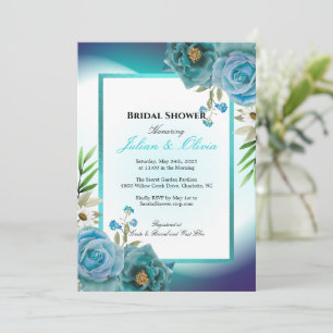 Invitation de mariage moderne sarcelle et bleu mar