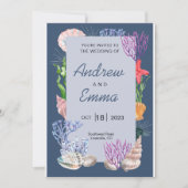 Invitation de mariage moderne sous l'océan bleu (Devant)