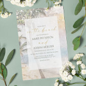 Invitation de mariage moderne sur une plage tropic