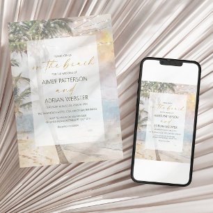 Invitation de mariage moderne sur une plage tropic