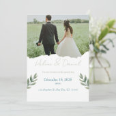 Invitation de mariage moderne - Vert Gris (Debout devant)