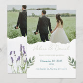 Invitation de mariage moderne - Vert Gris (Devant / Derrière)