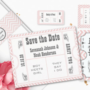 Invitation de mariage moderne vintage en zig zag c