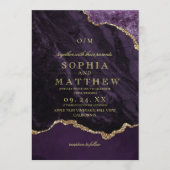 Invitation de mariage moderne violette et dorée av (Devant)