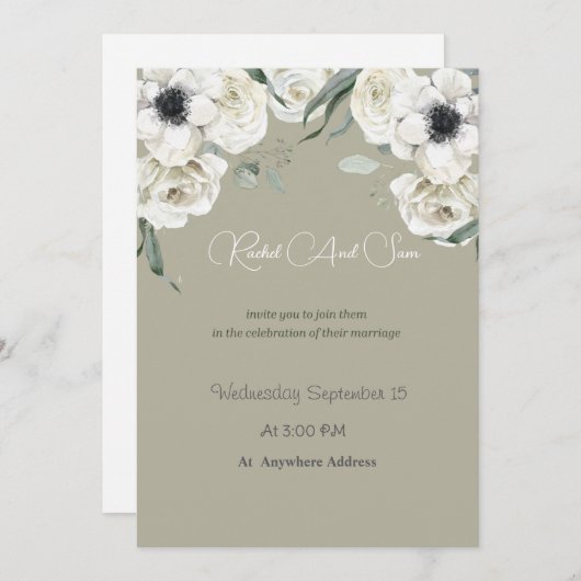 Invitation de Mariage modifiable (Devant / Derrière)