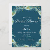 Invitation de mariage modifiable au paon (Devant)