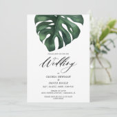 Invitation de mariage Monstera à feuille de palmie (Debout devant)