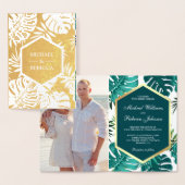 Invitation de mariage Monstera vert sarcelle feuil (Affichage)