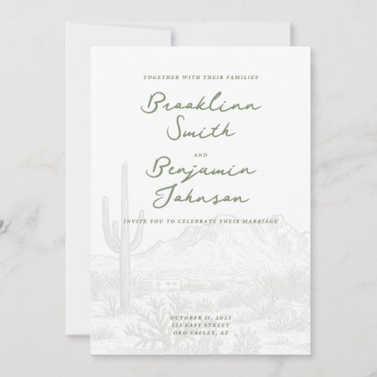 Invitation de mariage Montagne Désert Scène (Devant)